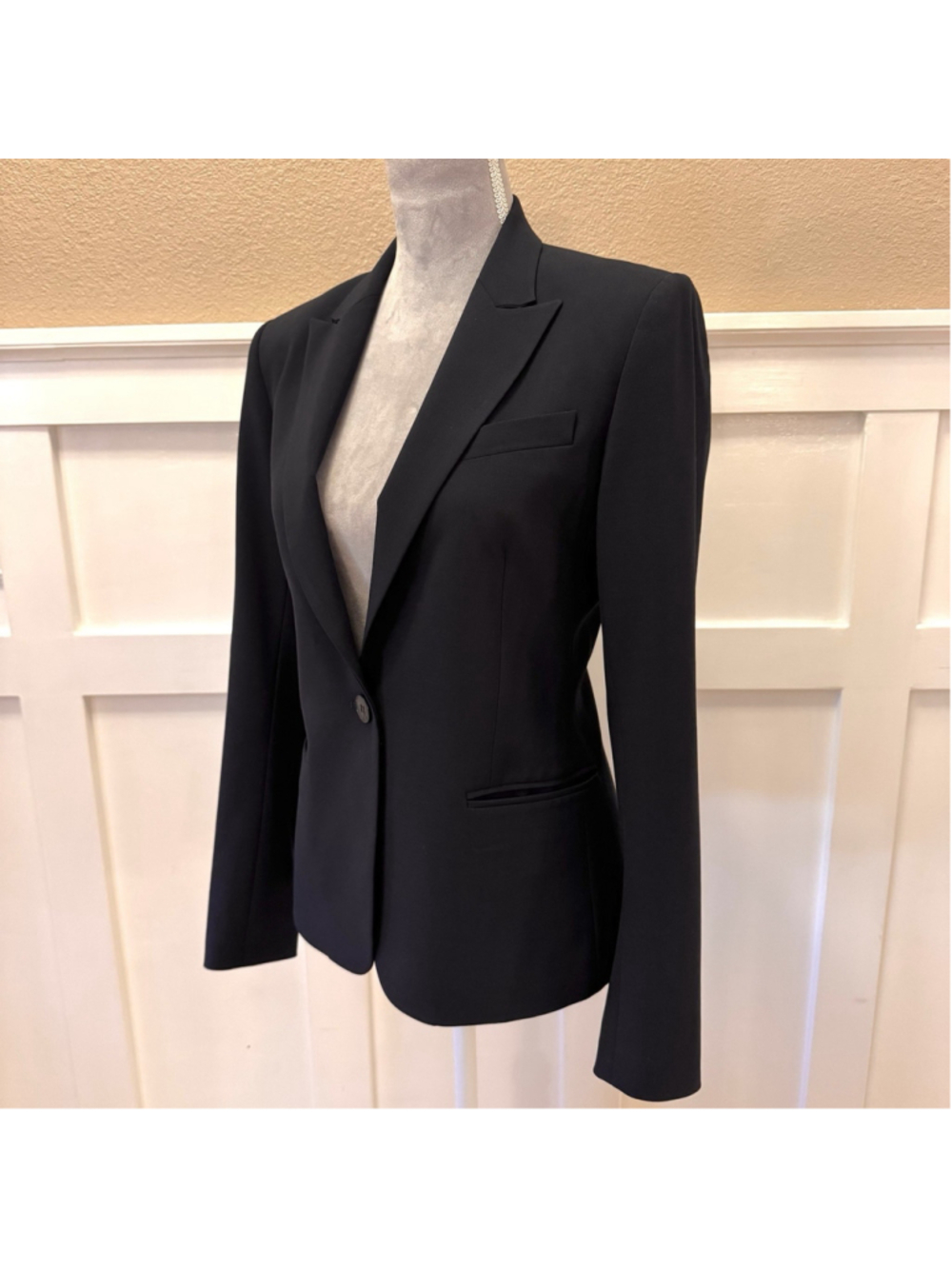 Theory Gabe B 2 Urban Suit Blazer Size:8 Wool Blend Pockets One Button Back Vent
